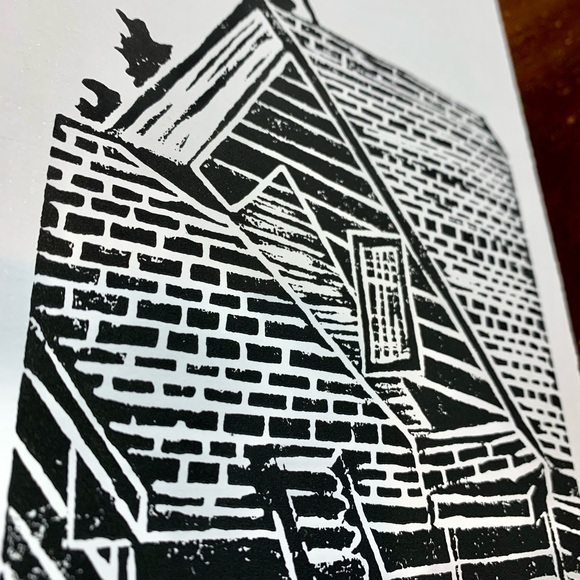 COPY - Rooftop House Lino Block Print - Picture 3 of 3